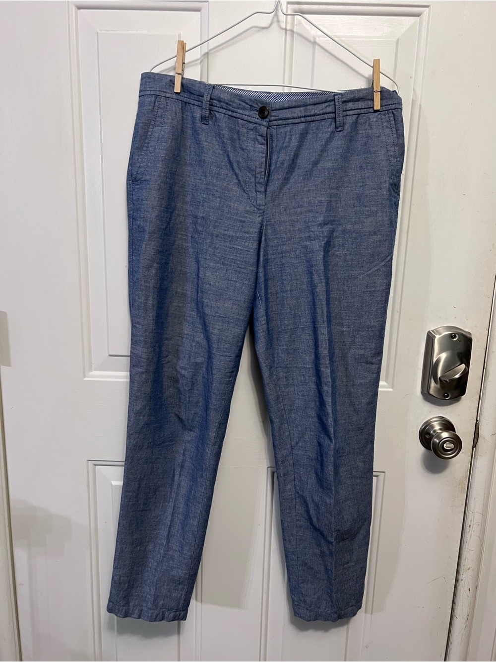 Talbots Girlfriend Chinos Womens 10 Blue Chambray Straight Leg Pants